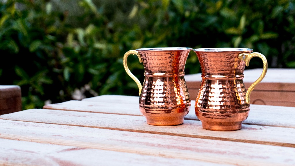Geleneksel Dövme Bakır Ayran Bardağı (İkili)